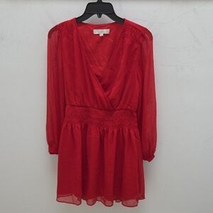 LOFT Red Long Sleeve Dress